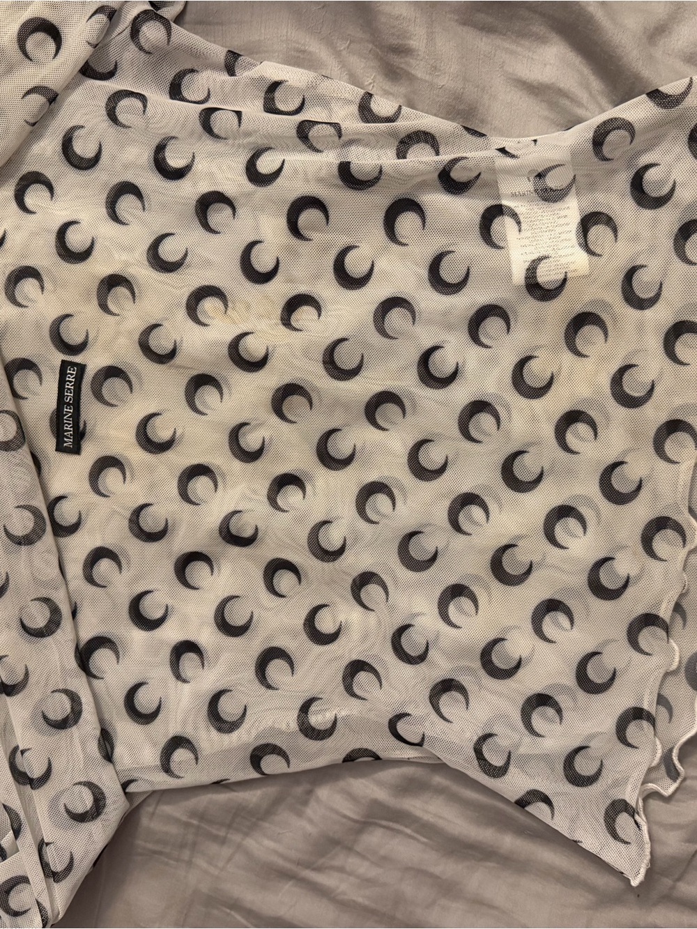Marine Serre White Mesh Crescent-Print Camisole